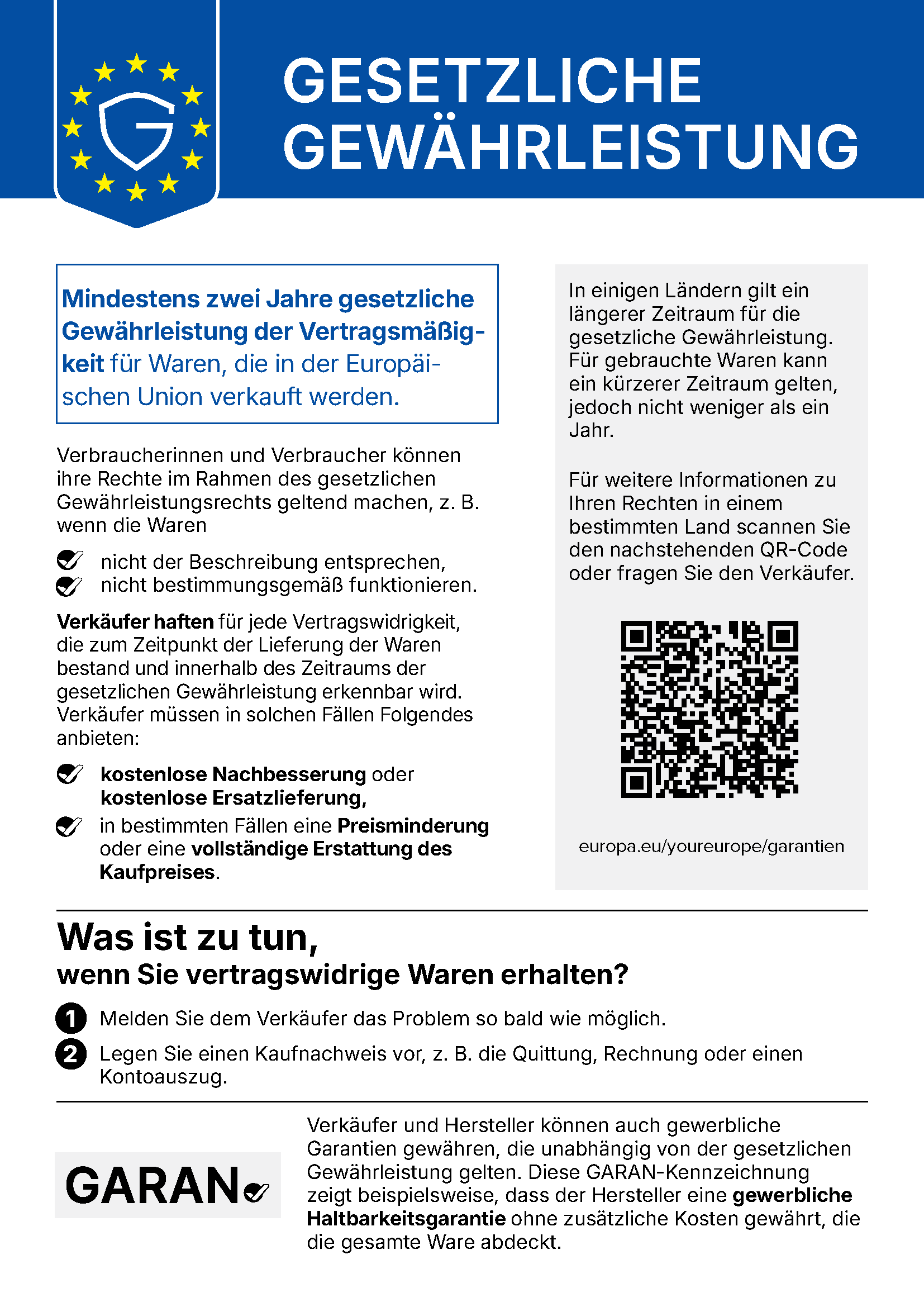 Gesetzliche Gewährleistung – Mitteilung der Europäischen Kommission